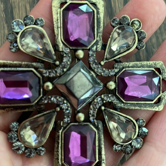 Large brooch with gemstones and rhinestones - Picture 5 of 5